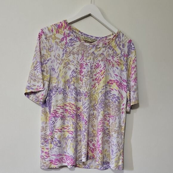 Allison Daley Pink and Purple Short Sleeve Relaxed Tee - Picture 1 of 6